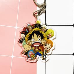 (mua 1 tặng 1) Móc khóa mica One Piece Đảo Hải Tặc ver cả nhóm Luffy hình in 2 mặt 4