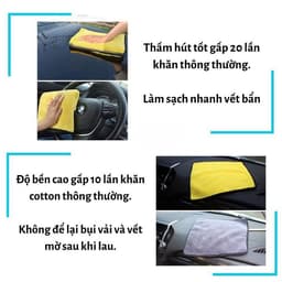 Khăn lau ô tô xe hơi chuyên dụng, khăn lau bếp đa năng Microfiber siêu thấm hút 4