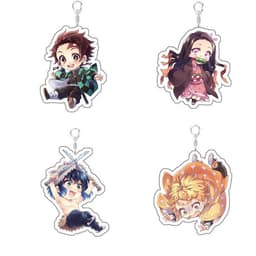 (mua 1 tặng 1) Móc khóa Kimetsu No Yaiba Thanh Gươm Diệt Quỷ mica ẢNH ANIME CHIBI dễ thương 2