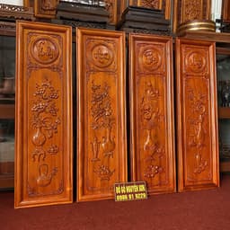 Bộ Tranh Tứ Bình Gỗ Hương Sơn Pu cao cấp 3