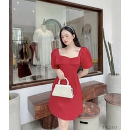 [Xả kho nghỉ bán] Đầm nữ dữ tiệc tay bồng nơ ngực thanh lịch - Váy xòe phối nơ 3M - Đầm nơ thiết kế 1