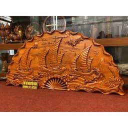 Tranh quạt thuận buồm xuôi gió,gỗ hương sơn pu cao cấp 4