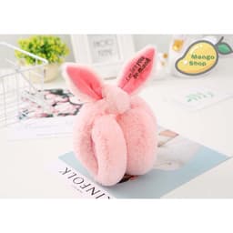 Bịt tai nữ lót lông GẤP GỌN cute kèm nơ tai thỏ ( Trùm chụp tai lót lông mùa đông có thể cụp gọn ) 2