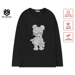 Áo Thun Tay Dài HY KOREA Form Rộng Unisex, Gấu Chữ Nhỏ 206. 1