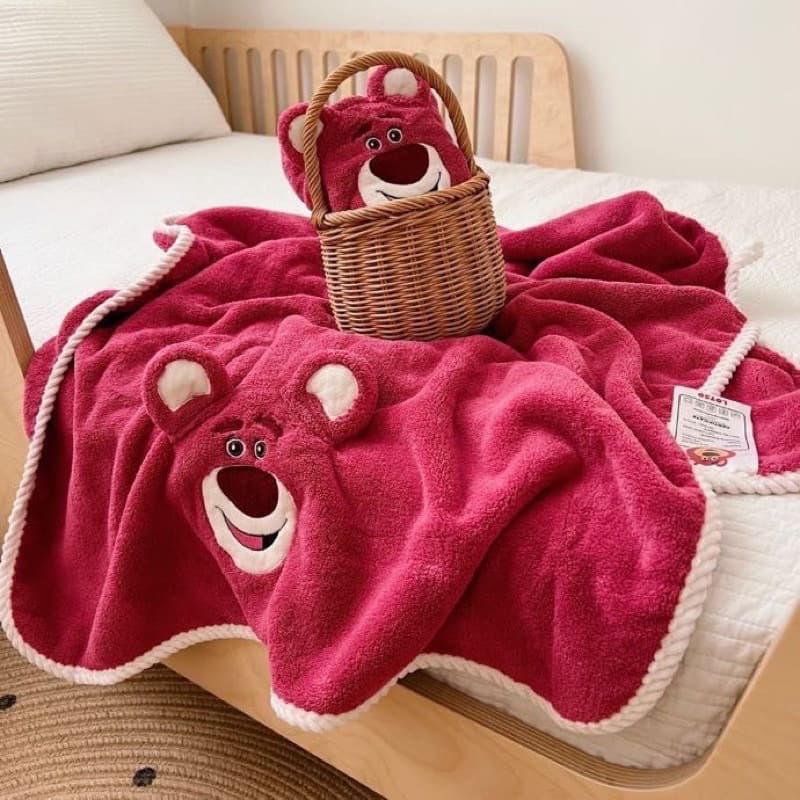 SÉT KHĂN MẶT + KHĂN TẮM GẤU LOTSO DÂU TÂY DISNEY XINH ƠI LÀ XINH