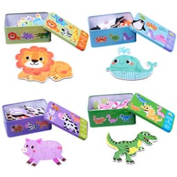 Bộ 6 tranh ghép cho bé 3-6 mảnh có hộp sắt gỗ Puzzle cao cấp 2