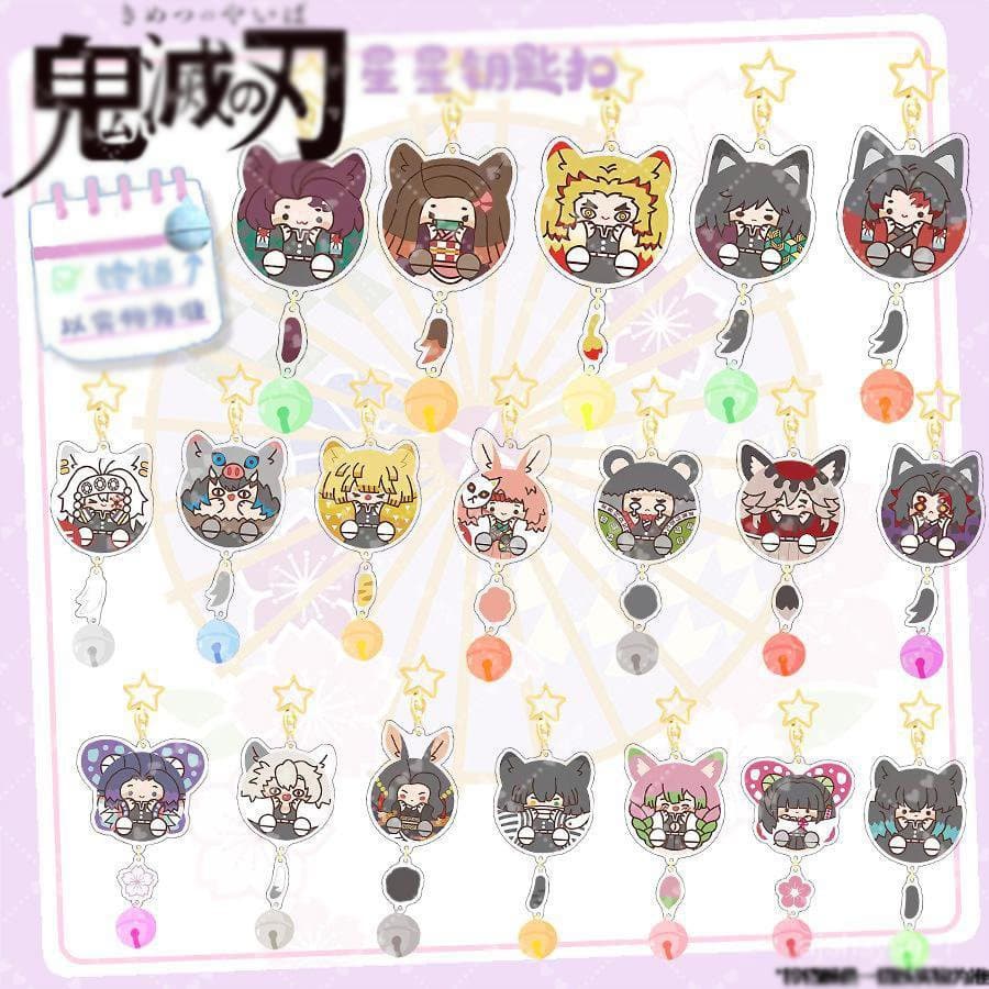 (mua 1 tặng 1) ( LỤC LẠC ) Móc khóa KIMETSU NO YAIBA Thanh Gươm Diệt Quỷ Tai Thú mica trong acrylic anime chibi M1