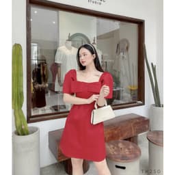 [Xả kho nghỉ bán] Đầm nữ dữ tiệc tay bồng nơ ngực thanh lịch - Váy xòe phối nơ 3M - Đầm nơ thiết kế 8