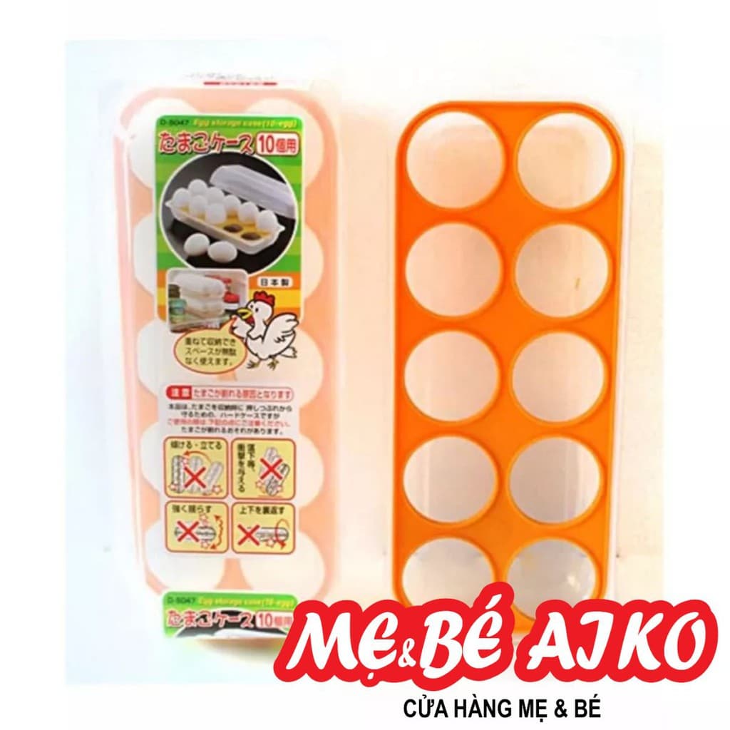 Khay đựng trứng 10 ngăn có nắp đậy - Hàng Nhật nội địa