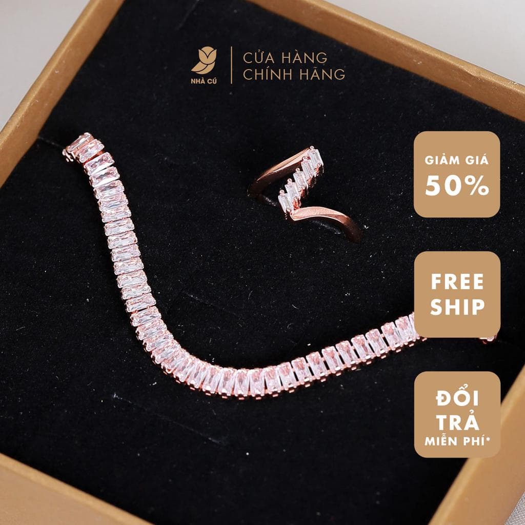 Vòng Tay NHÀ CÚ Bản Đá Màu Rose Sang Trọng Phong Cách Hàn Quốc 3322