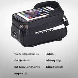 Túi xe đạp thể thao CARBON LOẠI XỊN treo gắn sườn chống nước, cảm ứng điện thoại mượt TCB01 4