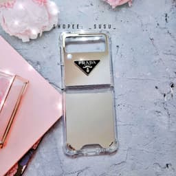 [HÌNH THẬT CÓ SẴN] Ốp Samsung Z Flip 3 - Z Flip 4 - ZFlip3 - Flip4 5G  tráng gương bạc Pr4da kèm combo 2 dây có thể thá 7