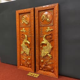 Tranh Gỗ Lý Ngư Vọng Nguyệt " Phúc Đức" 7