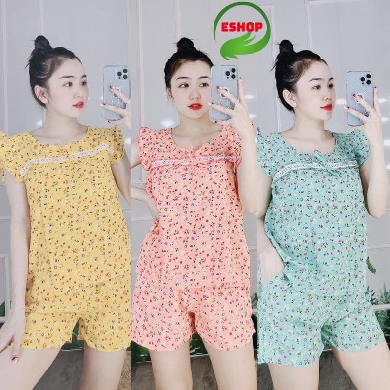 Đồ ngủ nữ lụa pijama đồ bộ pyjama lụa 100D bộ ngủ mặc nhà quần đùi cute dễ thương cao cấp bigsize ESHOP PM03