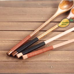 Thìa gỗ cán dài cuốn dây 20*3cm loại đẹp ( thìa muỗng mật ong mứt phong cách Nhật Bản ) 6
