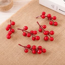 Nhánh 7 hạt mai đỏ đào đông phụ kiện chụp ảnh và trang trí Tết 2