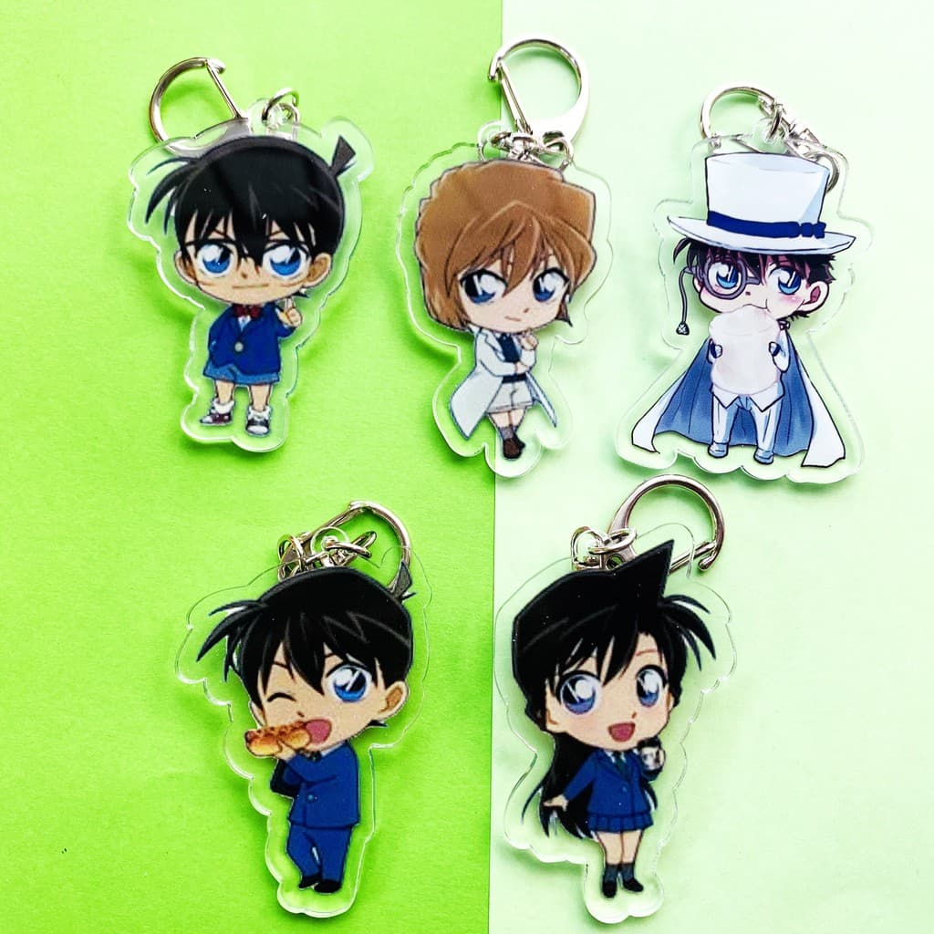 (mua 1 tặng 1) ( Mica trong acrylic) Móc khóa Conan Thám tử lừng danh Kid ver eat in hình anime chibi