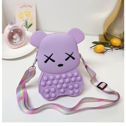 Túi xách đeo chéo silicon gấu bearbrick, bong bóng pop-it giảm căng thẳng thời trang 2
