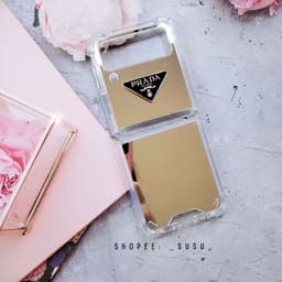 [HÌNH THẬT CÓ SẴN] Ốp Samsung Z Flip 3 - Z Flip 4 - ZFlip3 - Flip4 5G  tráng gương bạc Pr4da kèm combo 2 dây có thể thá 8