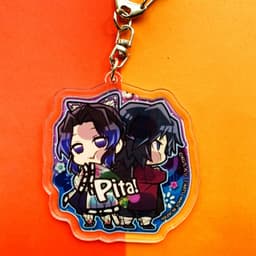 (Mica trong acrylic) (V2) Móc khóa Kimetsu no Yaiba Thanh gươm diệt quỷ ver Pita! couple in hình anime chibi 3