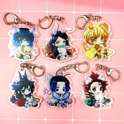(Mua 1 tặng 1) Móc khóa mica anime Kimetsu no Yaiba Thanh gươm diệt quỷ hình in 2 mặt 1