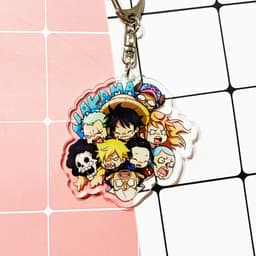(mua 1 tặng 1) Móc khóa mica One Piece Đảo Hải Tặc ver cả nhóm Luffy hình in 2 mặt 5
