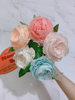 (CAO CẤP) Cành hoa mẫu đơn 1 bông phụ kiện chụp ảnh decor trang trí ( ( hoa hồng giả hoa nhựa ) 2