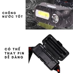Đèn pin đeo đầu mini nhẹ gọn led XPE và led Cod dùng pin sạc 18650 có thể thay pin linh 7