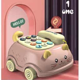 Đồ chơi ô tô điện thoại mèo chạy pin phát nhạc đáng yêu cho bé - ĐTM 2