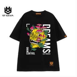 Áo Phông Unisex Đầu lâu Nấm 741 HY KOREA nam nữ form rộng tay lỡ 1
