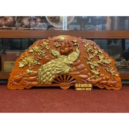Tranh Quạt Phu Thê Viên Mãn Gỗ Hương Liền Khối 1