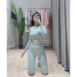 Đồ tập gym , bộ đồ tập thể thao nữ dài tay xanh mint Gymshark 2
