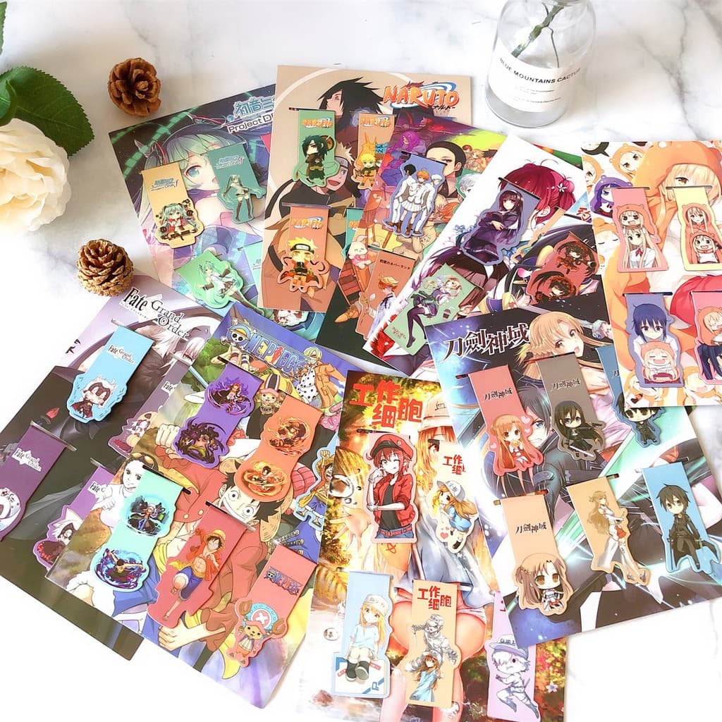 Bookmark anime bảng 6 tấm - mẫu 1 hộp ảnh tập ảnh đánh dấu sách kẹp sách dụng cụ học tập