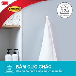 Móc dán tường chống thấm nước Command 3M vỉ 2 cái cỡ vừa chịu lực 1.3kg - 2.2kg, Móc dán tường chịu lực siêu bền 4