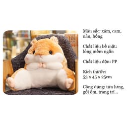 [CUTE] Gấu bông tựa lưng hình chuột hamster Gối ôm ngủ hình thú Có ủ tay Quà tặng cho bạn gái, mẹ và bé, dân văn phòng 2