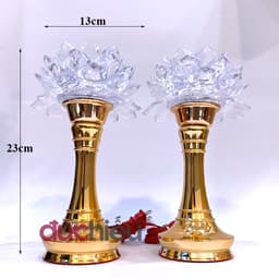 [ Hàng loại 1 ] Bộ 2 đèn thờ cúng hoa sen đổi nhiều màu, đèn hoa sen bàn thờ, đồ thờ cúng | Đức Hiếu Shop 5