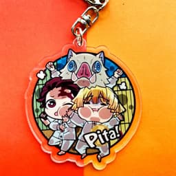 (Mica trong acrylic) (V2) Móc khóa Kimetsu no Yaiba Thanh gươm diệt quỷ ver Pita! couple in hình anime chibi 4