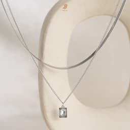 Dây Chuyền Nữ Đá Zircon Cz 5A Layer 2 Tầng Tim NHÀ CÚ Xanh Màu Bạc Quý Phái Phụ Kiện Phong Cách Hàn Quốc 6904 6