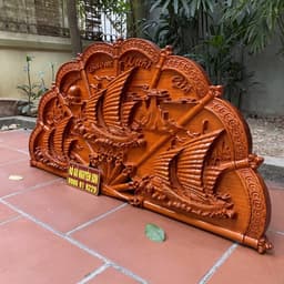 Tranh Quạt Thuận Buồm Xuôi Gió Gỗ Hương kích thước 60*120cm,ván 5cm 3
