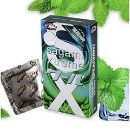 Bao cao su Sagami Xtreme Spearmint, hương bạc hà mát lạnh, kéo dài thời gian, Hộp 10 cái 4