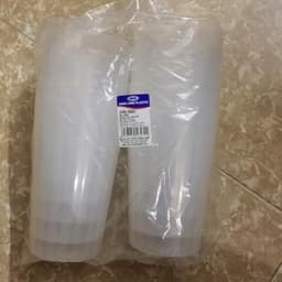 Set 10 chiếc Cốc nhựa trắng sọc, cốc uống nước, trà đá vỉa hè, nhựa Song Long 2