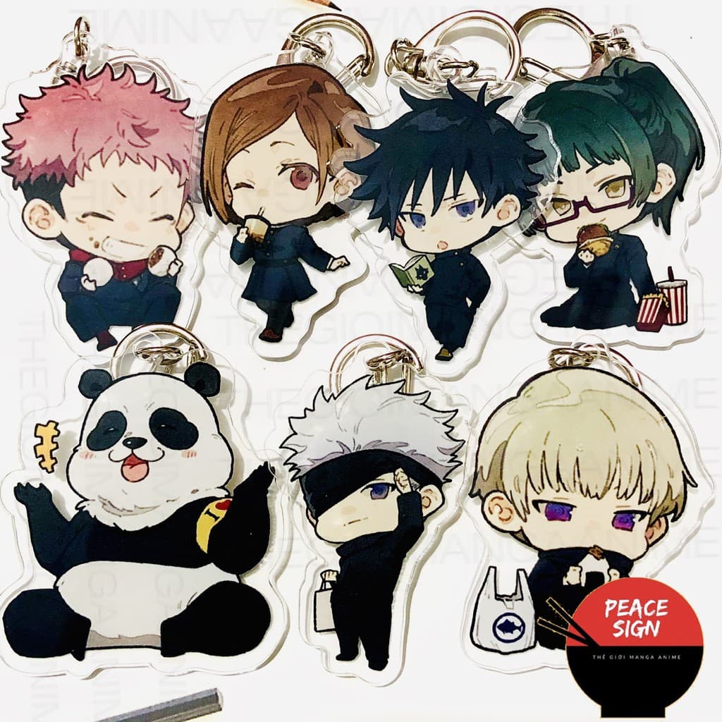 (mua 1 tặng 1) Móc khóa JUJUTSU KAISEN Chú Thuật Hồi Chiến ver ĐỨNG anime chibi xinh xắn Mica trong acrylic