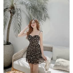 Đầm Hoa Hai Dây Voan Đuôi Cá có mút ngực hách dáng che khuyết điểm [Hàng Thiết Kế Lahoute] 2