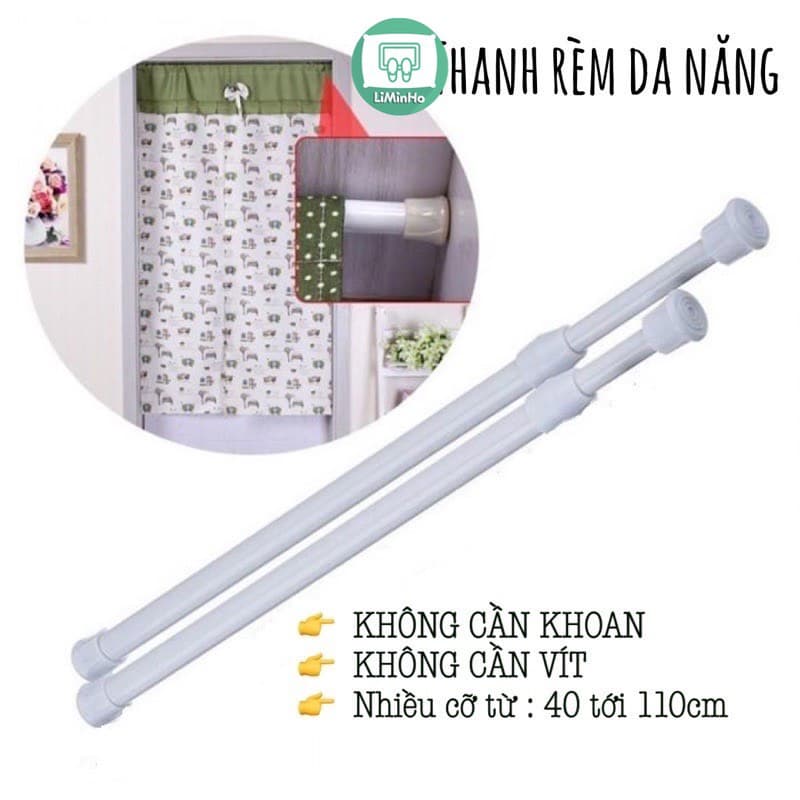 Thanh treo rèm đa năng không cần đóng đinh, khoan và có thể kéo dài