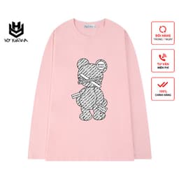 Áo Thun Tay Dài HY KOREA Form Rộng Unisex, Gấu Chữ Nhỏ 206. 3