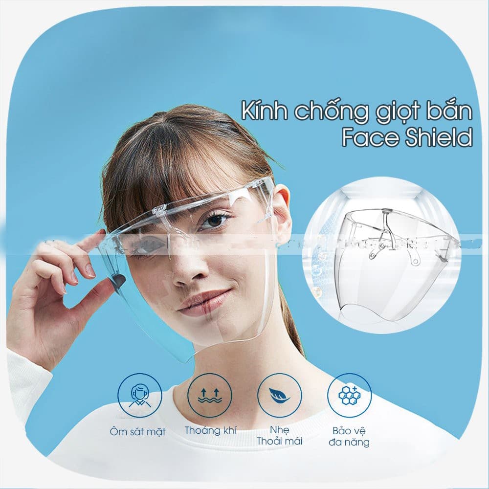 Kính che mặt chống giọt bắn nhựa cao cấp, an toàn, dễ sử dụng - khẩu trang nhựa - màn chắn thời trang