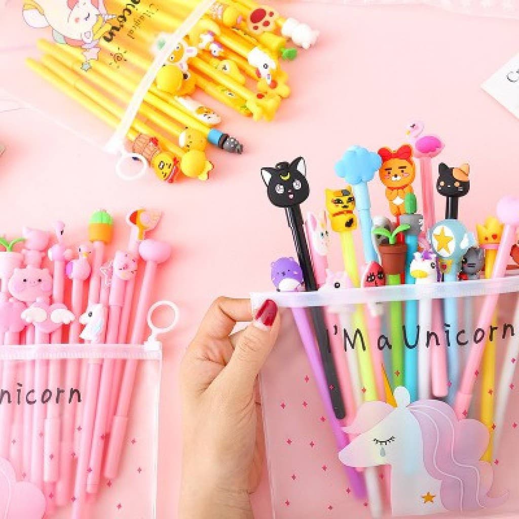 Combo 20 Bút Bi Nước Hoạt Hình Hot, Ngòi 0,5mm, Nhiều Mẫu Độc Đáo