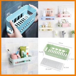 Khay Dán Tường - Kệ Đựng Đồ Nhà Tắm Chữ Nhật Để Bàn Chải , Dầu Gội Không Khoan Đục Siêu Dính Chắc Tiện Lợi 1