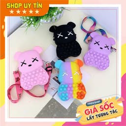 Túi silicon bearbrick, xách đeo chéo pop it hình gấu nhỏ xinh, thời trang - bong bóng pop-it 1