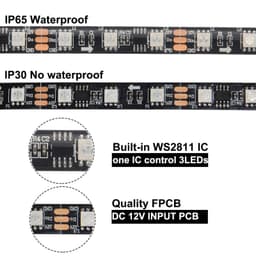 ĐÈN LED DÂY FULL MÀU WS2811 60LED/MÉT CUỘN 5 MÉT ĐIỆN ÁP 12V 6